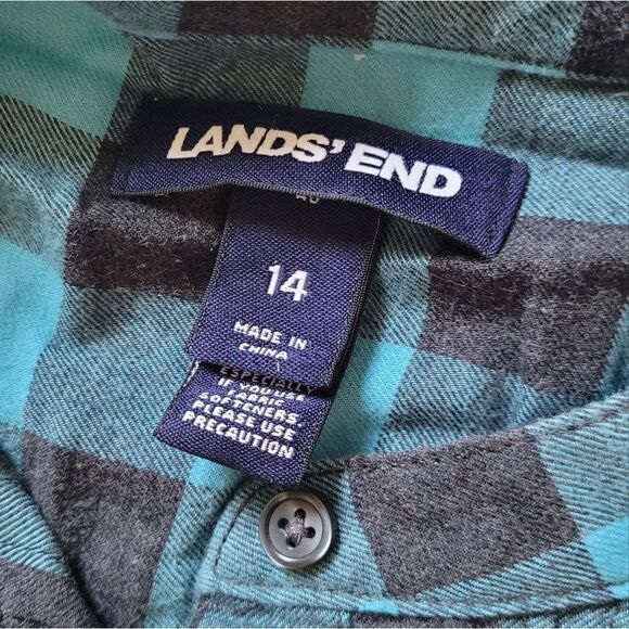 Lands End Women's 14 Pleated Tunic Style Buffalo Plaid Top - Picture 3 of 4
